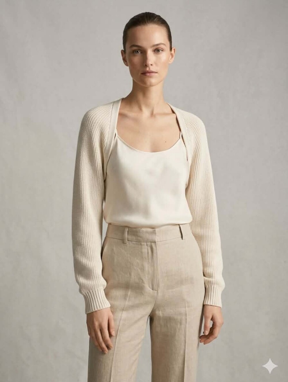 Aerie Cream Cropped Bolero Shrug Sweater